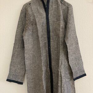 Men's black linen kurta/top